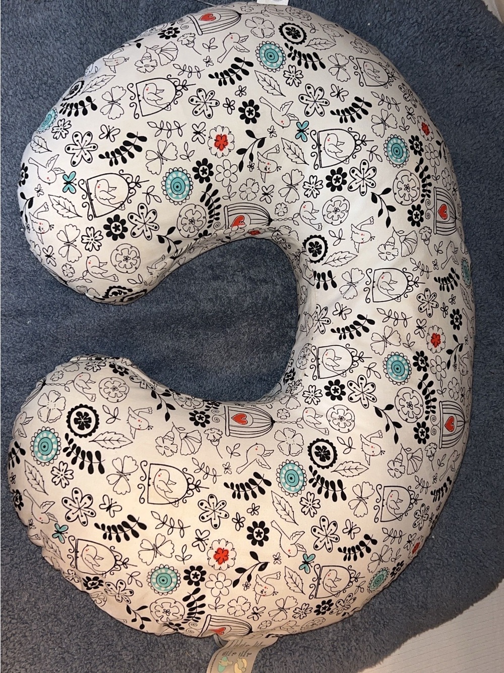 Nursing / Support Pillow - White Floral Pattern